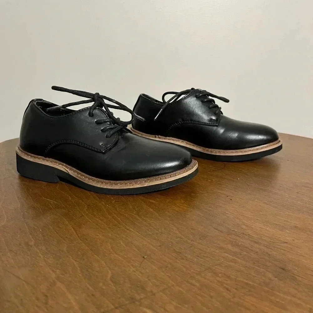 Harper‎ Canyon Boys Black Leather Dress Shoes 11M